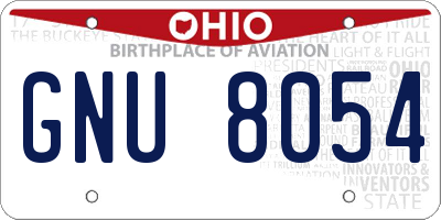 OH license plate GNU8054