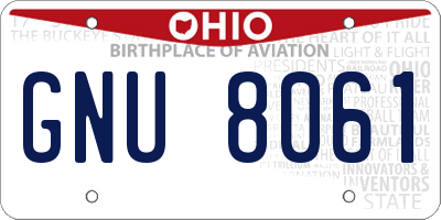 OH license plate GNU8061