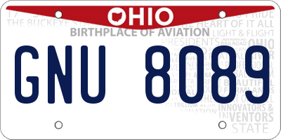 OH license plate GNU8089