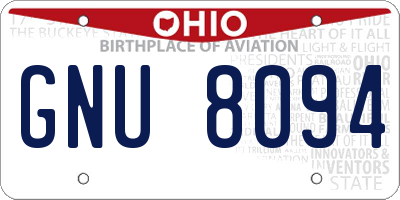 OH license plate GNU8094