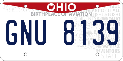 OH license plate GNU8139