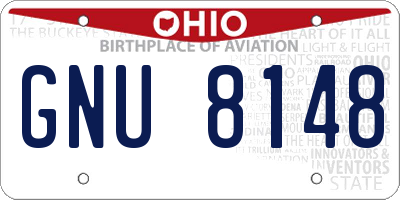 OH license plate GNU8148