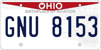 OH license plate GNU8153