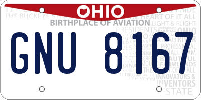 OH license plate GNU8167