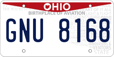 OH license plate GNU8168