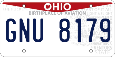 OH license plate GNU8179