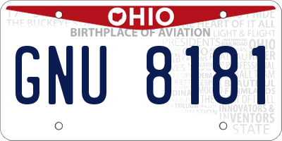 OH license plate GNU8181