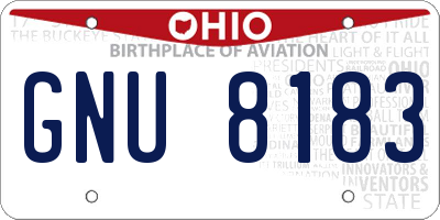 OH license plate GNU8183