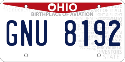 OH license plate GNU8192