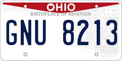 OH license plate GNU8213
