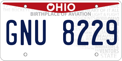 OH license plate GNU8229