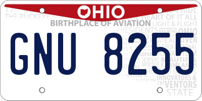 OH license plate GNU8255