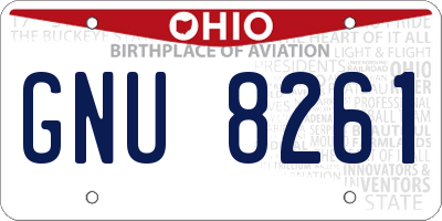 OH license plate GNU8261