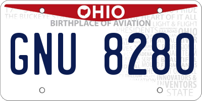 OH license plate GNU8280