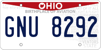 OH license plate GNU8292