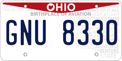 OH license plate GNU8330