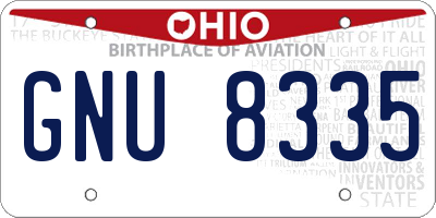 OH license plate GNU8335