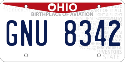 OH license plate GNU8342