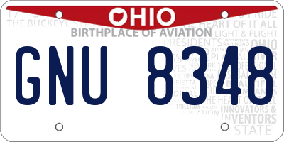 OH license plate GNU8348