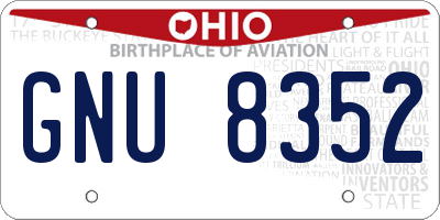 OH license plate GNU8352