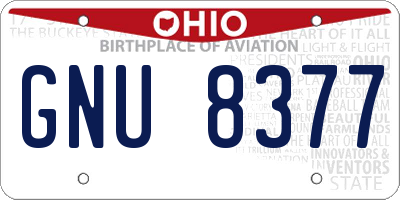 OH license plate GNU8377