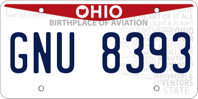 OH license plate GNU8393
