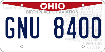 OH license plate GNU8400