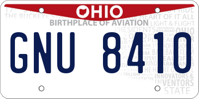 OH license plate GNU8410