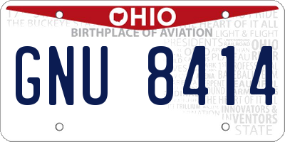 OH license plate GNU8414