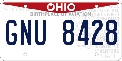 OH license plate GNU8428