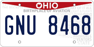 OH license plate GNU8468