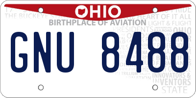 OH license plate GNU8488