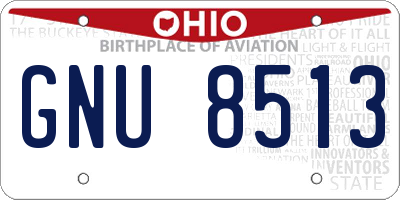 OH license plate GNU8513