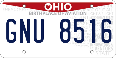 OH license plate GNU8516