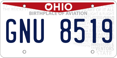 OH license plate GNU8519