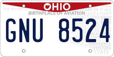 OH license plate GNU8524