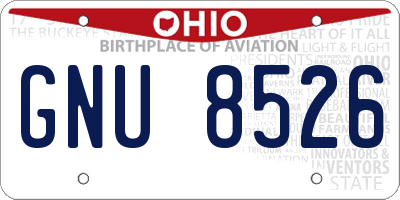 OH license plate GNU8526