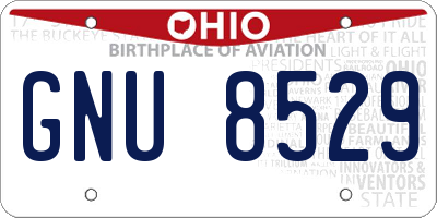 OH license plate GNU8529