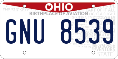 OH license plate GNU8539