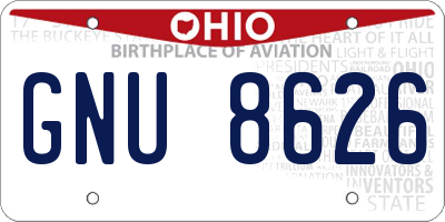 OH license plate GNU8626