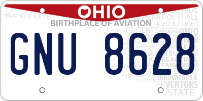 OH license plate GNU8628