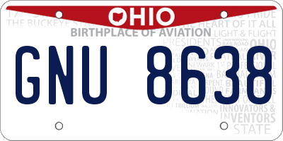OH license plate GNU8638