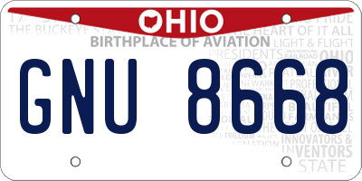 OH license plate GNU8668