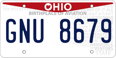 OH license plate GNU8679
