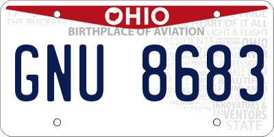 OH license plate GNU8683