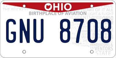 OH license plate GNU8708