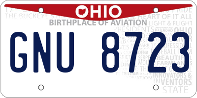 OH license plate GNU8723