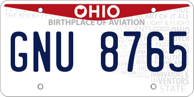 OH license plate GNU8765
