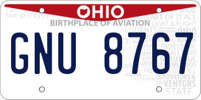 OH license plate GNU8767
