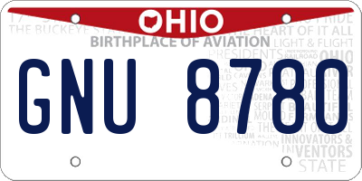 OH license plate GNU8780
